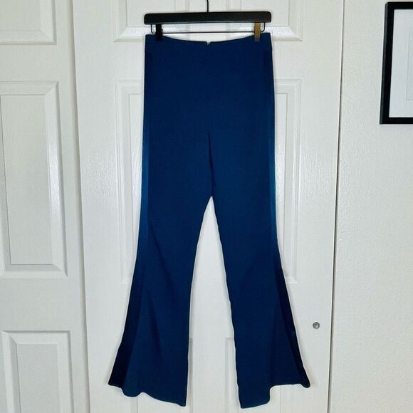 Cushnie Charmeuse-Panel Flared Pants Teal Size 4 - Picture 15 of 16